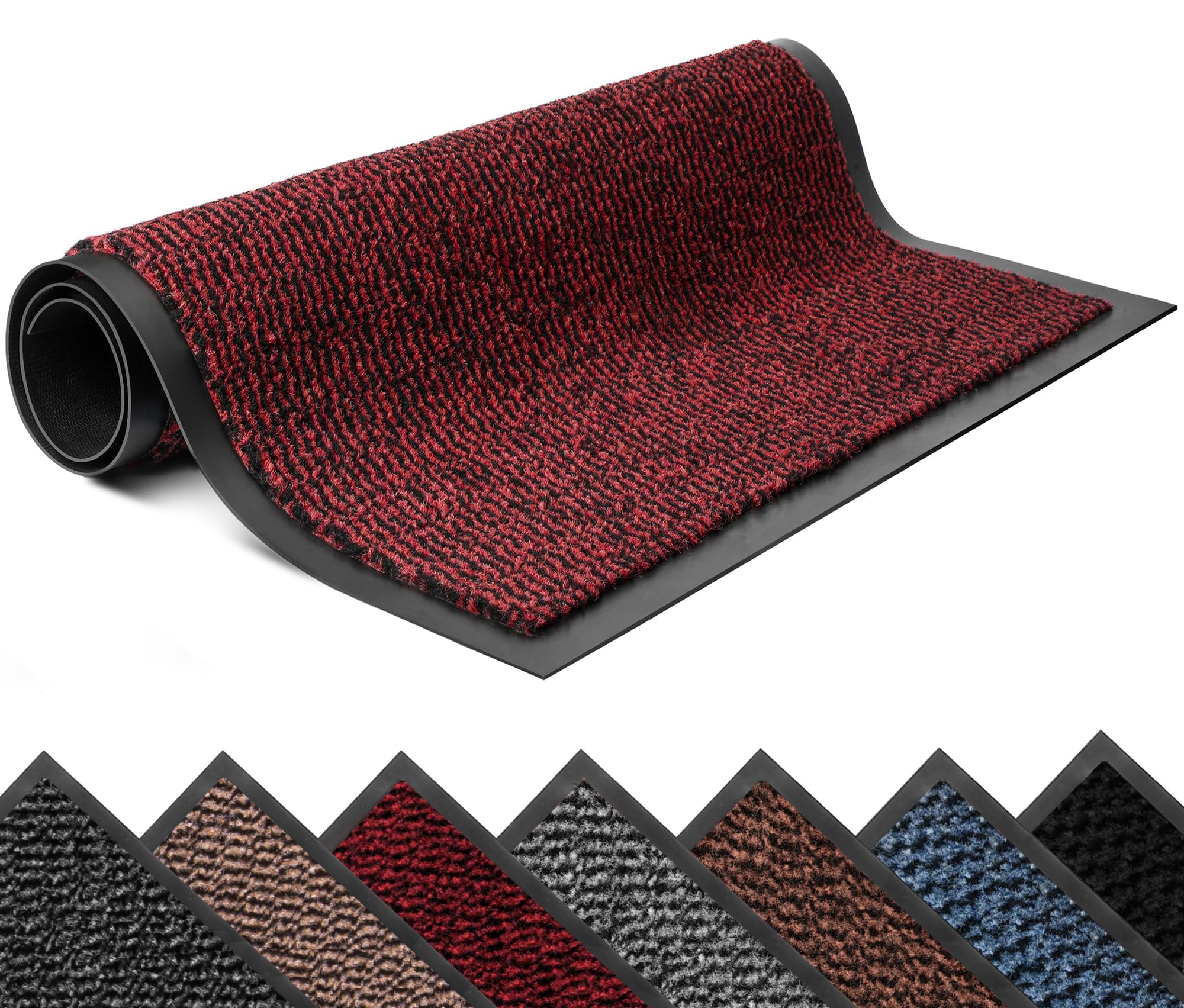 Lexell Non-Slippery Heavy Duty Door Mats – Large & Stylish Washable Rubber Doormats for Indoor & Outdoor – Perfect Dust Grabbing Floor Mat (Red-waved, 90 x 150 cm) — image 1
