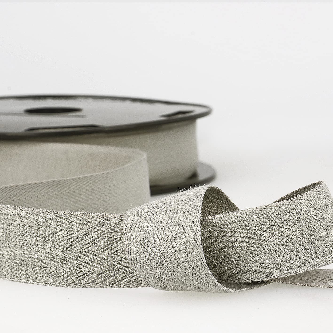 Light Grey 10m 100% Cotton Twill Tape - Soft Flexible Tape for Binding, Edging, Bunting, Aprons & Crafts - 14mm Wide - Packaged Length, No Joins - Giddy Square — image 1