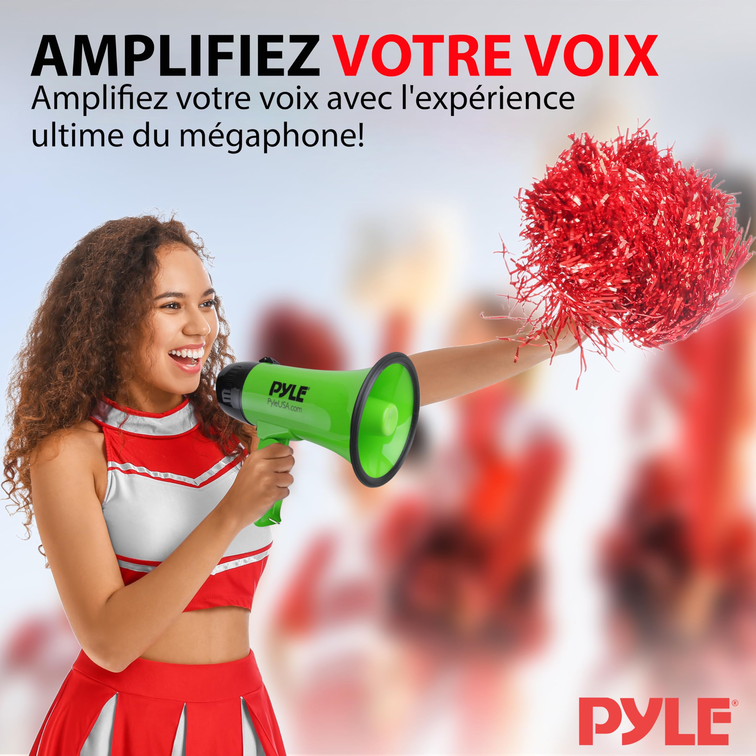 Pyle Haut-Parleur Mégaphone Portable avec Sirène - Mégaphone Porte-Voix Compact et Fonctionnant sur Piles avec Puissance de 20 Watts, Microphone, 2 Modes, Sonorisation PA et Poignée Pliante - Vert