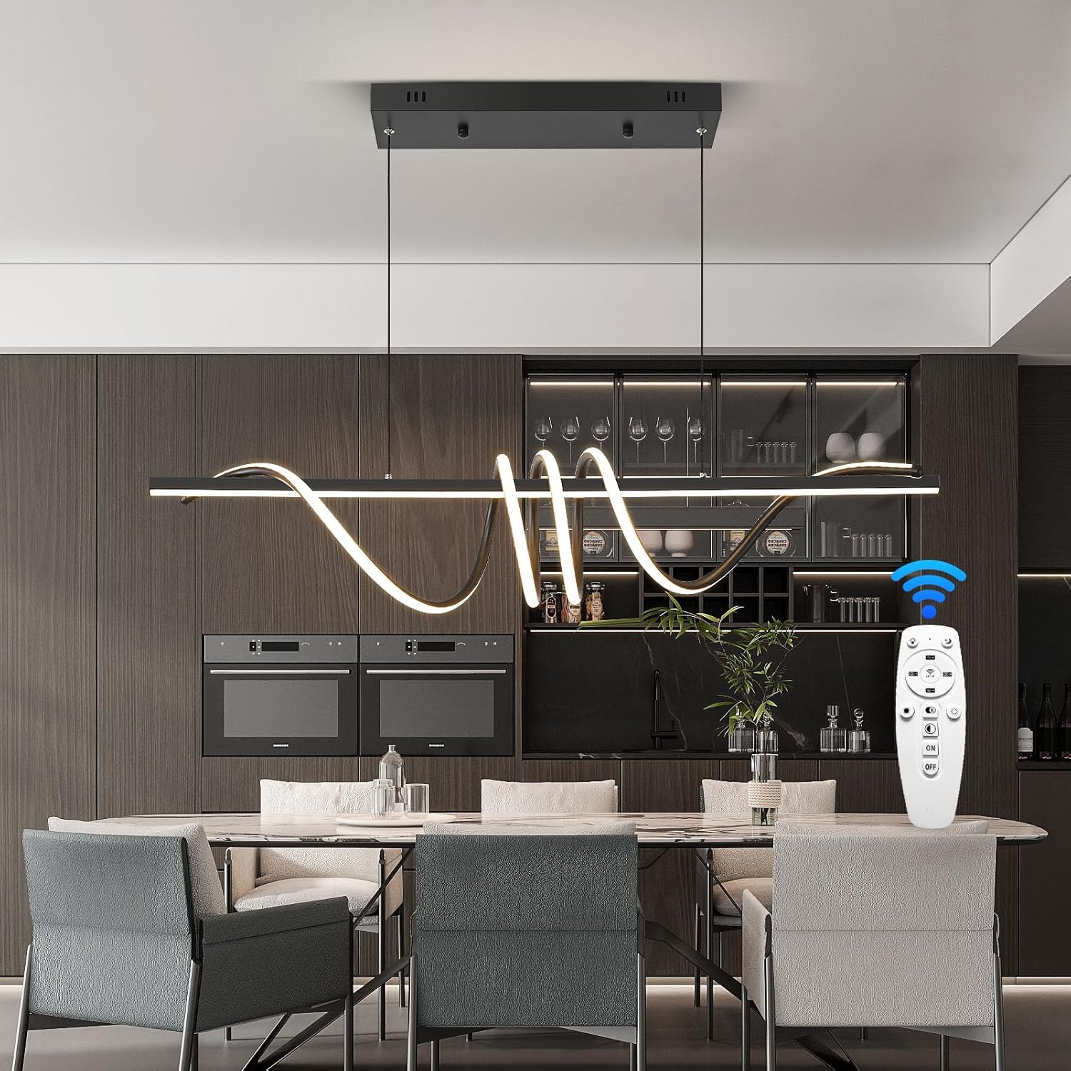 56.29" Modern LED Pendant Lights, 3300k-6500K Adjustable Color Temperature Hanging Light Fixture, Modern Island Lighting Lamp Fixture for Kitchen, Billiard Room