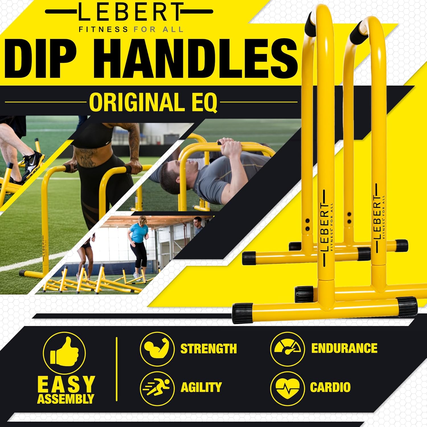 Lebert EQualizer Total Body Strengthener – Portable Dip Station for Full Bodyweight Training – Includes Hip Resistance Band & Online Coaching – Available in Standard & XL Sizes