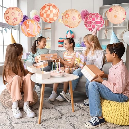 Miniatura 7 de 6 linternas de papel colgantes estilo bohemio y bohemio, decoraciones de fiesta retro estilo hippie para aula, boda, baby shower, fiesta de