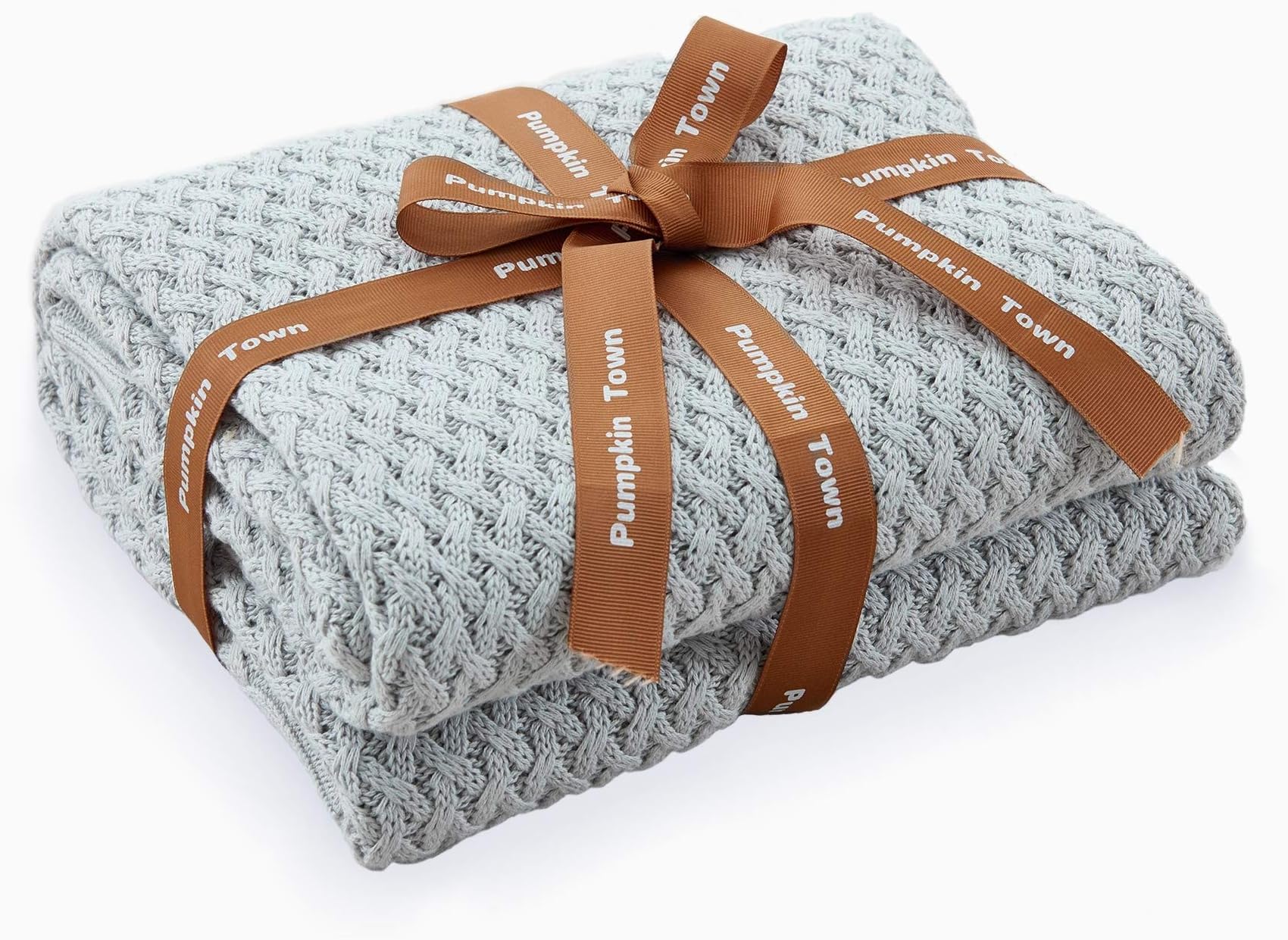 Gray 100% Cotton Cable Knit Autumn Throw Blanket for Soft Sofa, Chair, Couch, Picnic, Camping, Beach, Home Decorative Knitted Blanket, 50"x 60"