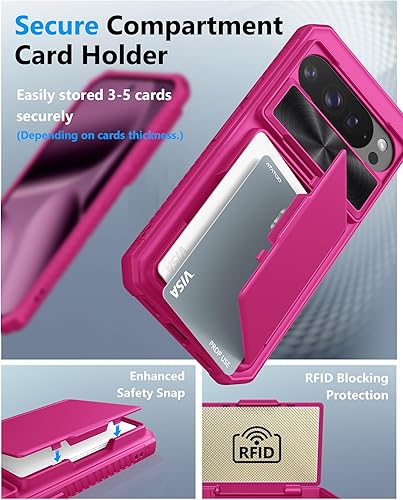 Vista 67 de ATATOO Funda tipo cartera para Google Pixel 10 Pro XL, tarjetero integrado (3-5 tarjetas) [bloqueo RFID] y cubierta de cámara deslizante, protección