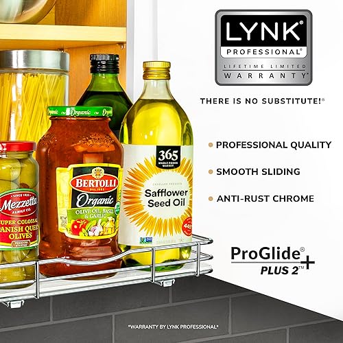 Miniatura 2 de LYNK PROFESSIONAL - Organizador extraíble de especias para armario, 12-14 pulgadas de ancho, estante deslizante, organizador de especias, cromado