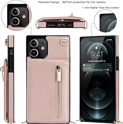 Miniatura 3 de Funda compatible con iPhone 12  compatible con iPhone 12 Pro de 6.1 pulgadas, bolso de bolsillo, correa de hombro, elegante funda protectora para