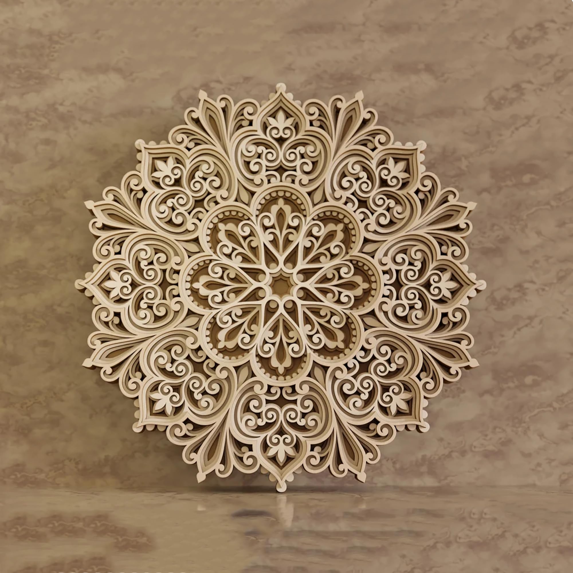 American Elm 3D Layered Mandala Wall Art -Wooden Decorative Mandala for Home, Office, Living Room | Boho Wall Décor | MDF Mandala Art for Wall Hanging