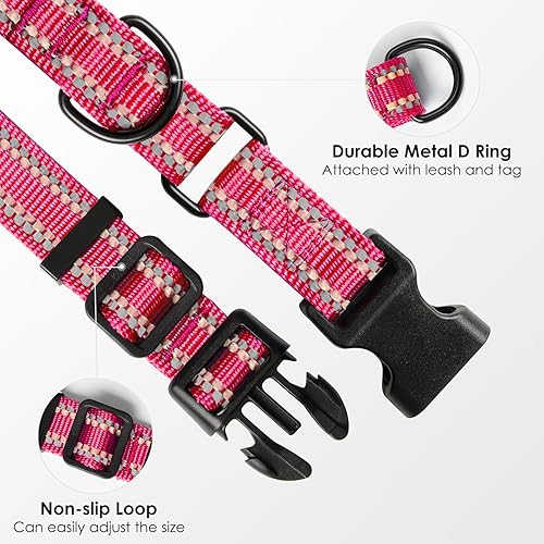 Miniatura 2 de BITSYMORE Martingale - Collar para perro, collar reflectante de nailon ajustable con hebilla, para perros pequeños, medianos y grandes. Evita que se