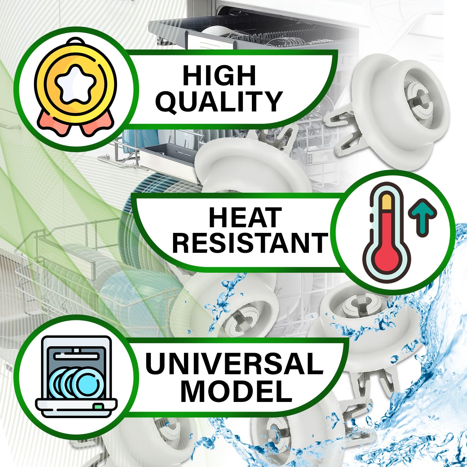 8 sztuk kółek do zmywarki do dolnej średnicy kosza Ø 34 mm z oryginalnym kodem 5027905900/5 50279059005 do AEG do Electrolux dla Zanussi - 5 lat - ONIX TECH