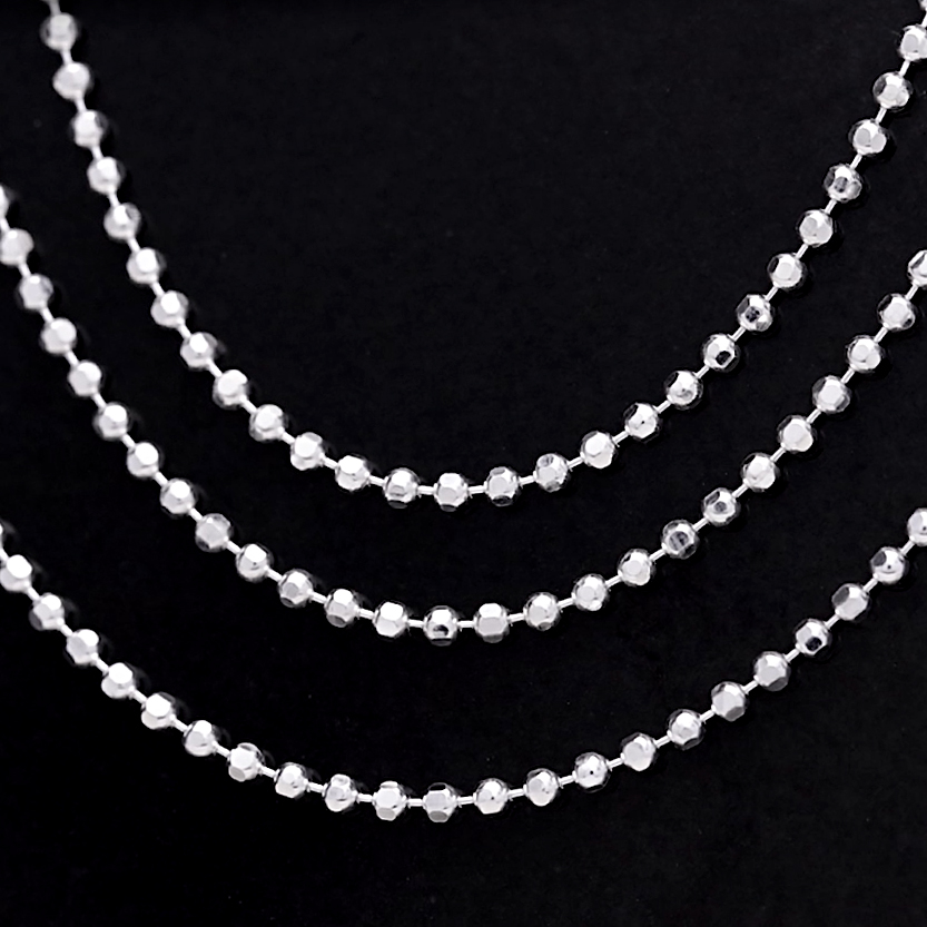 Amberta® Bijoux - Collier - Chaîne Argent 925/1000 - Maille Diamantée