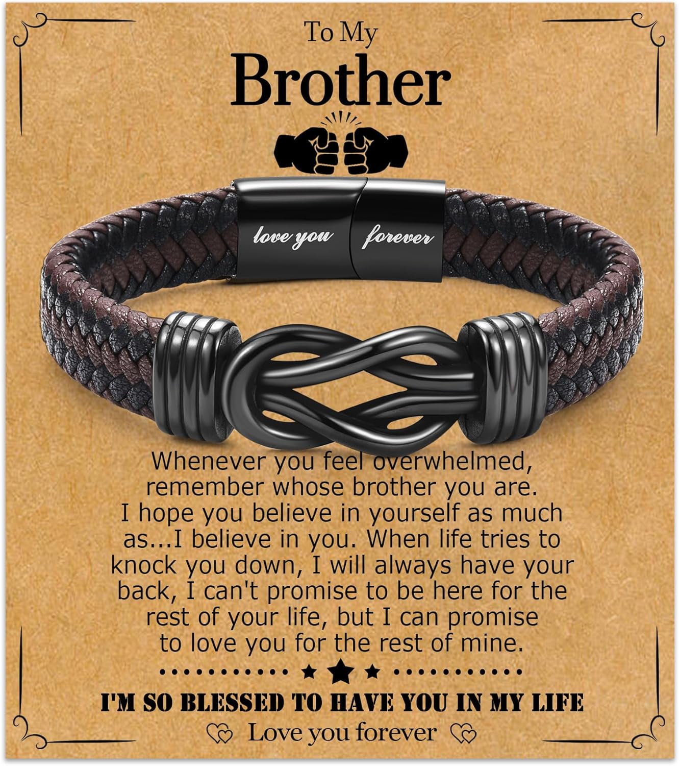 Gifts for Dad Son Grandson Boyfriend Husband, Cool Infinity Leather Bracelet for Him Birthday Christmas Anniversary Valentine's Day Present Ideas for Men