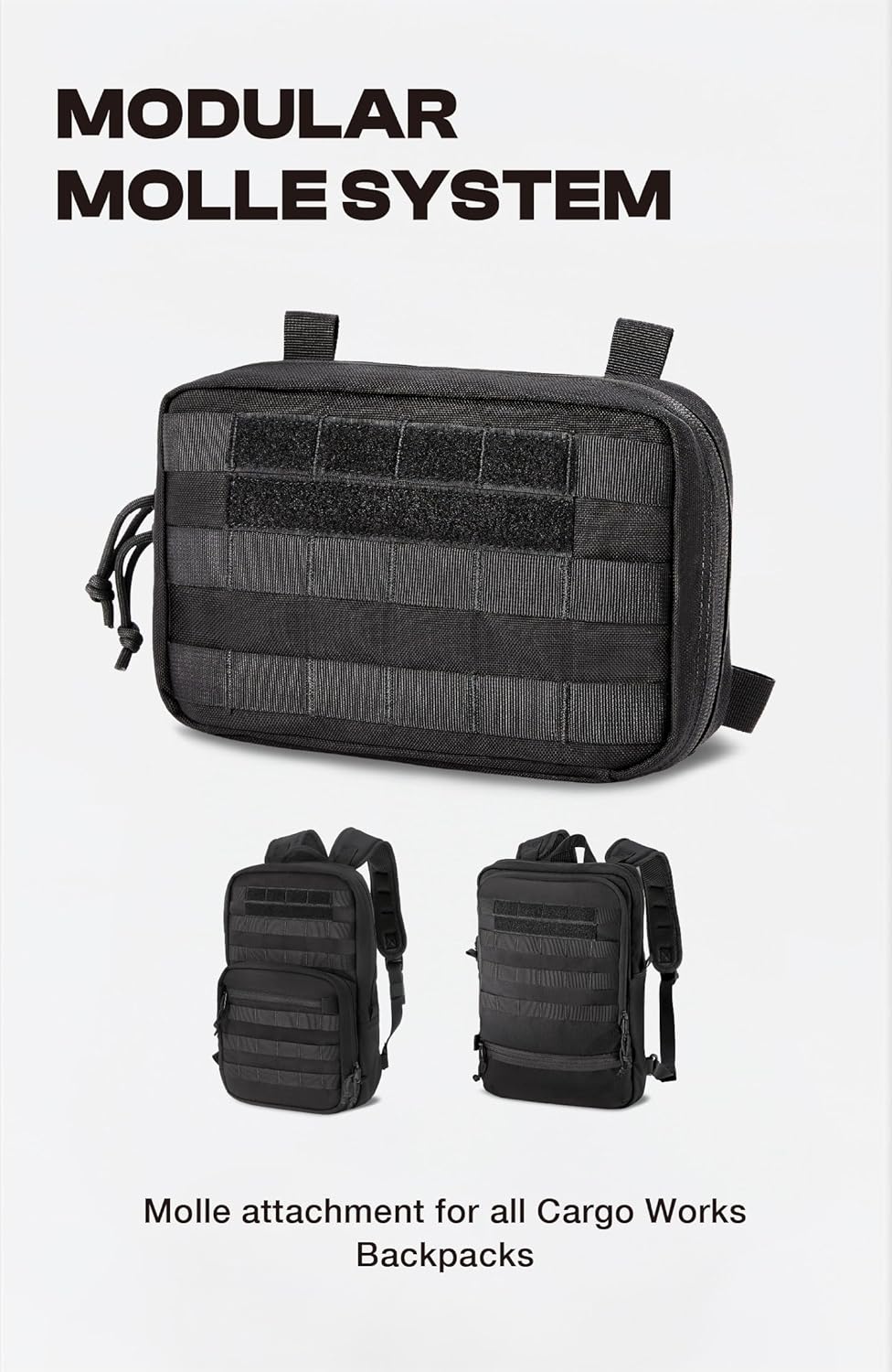 Black Tactical Molle EDC Pouch - Admin Pouch with Molle Attachments for Backpacks