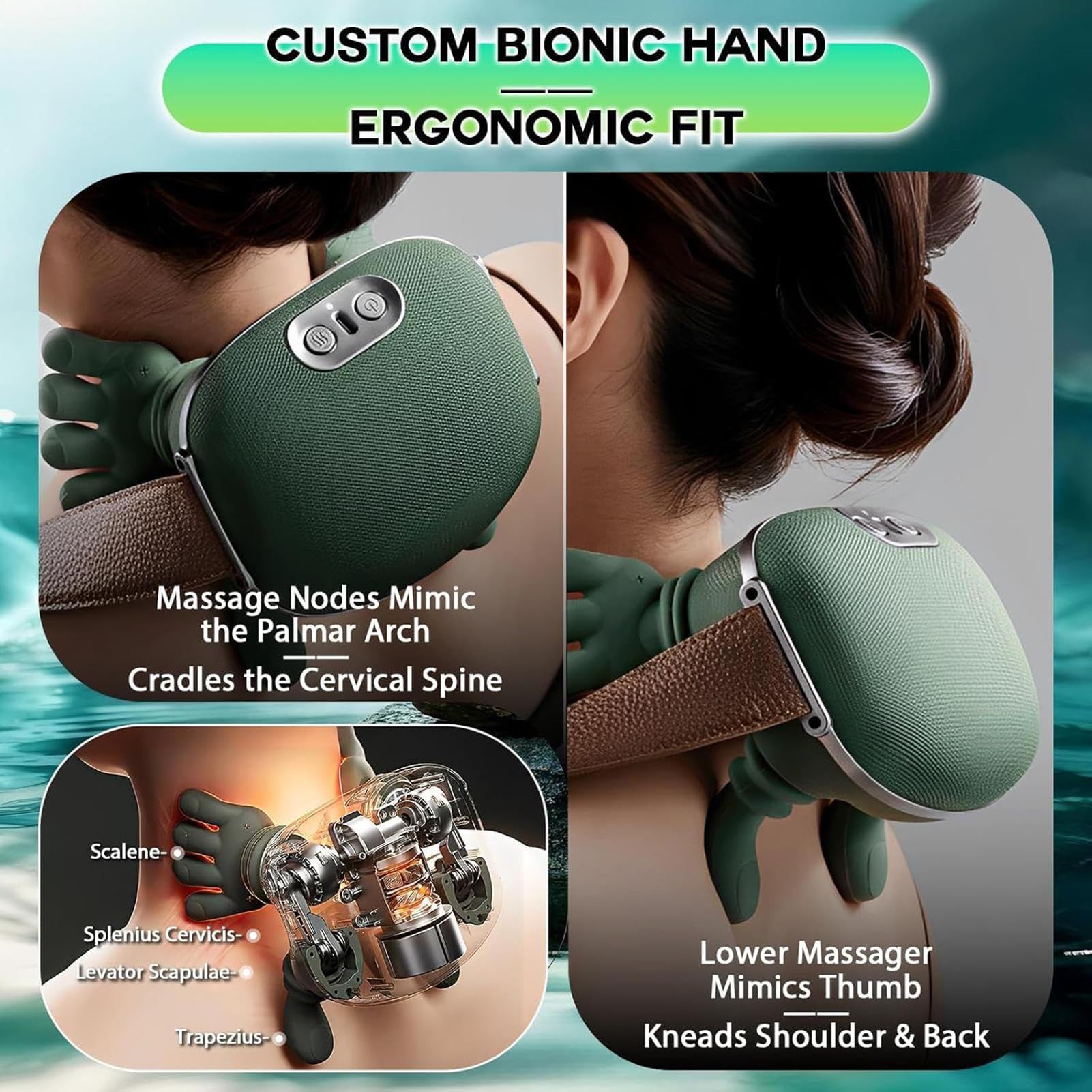 Masajeador De Cuello Inalámbrico 4D, Masajeador De Cuello Hombros Recargable Con Acupresión Calor, 3 Niveles De Masaje Y 2 Niveles De Temperatura, Para El Hogar, La Oficina Y Viajes