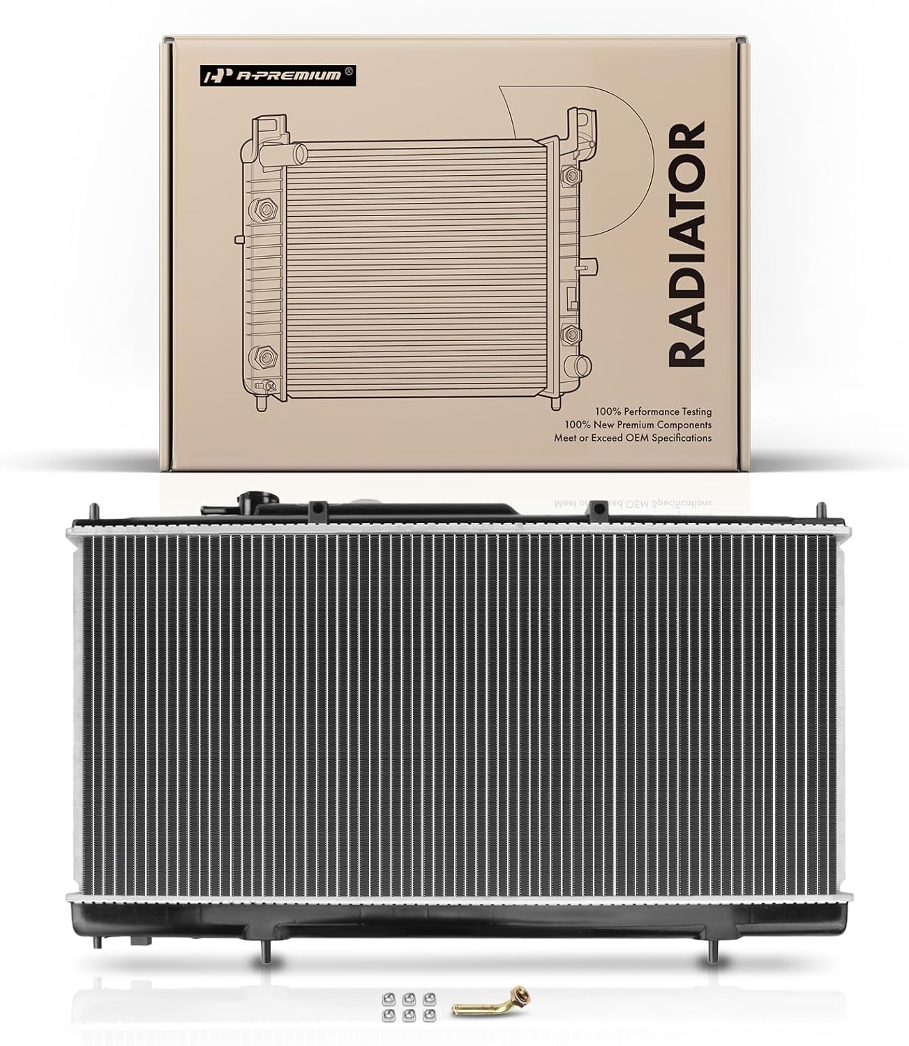 A-Premium Engine Coolant Radiator with Transmission Oil Cooler Compatible with Chrysler Sebring 2002-2005 & Dodge Stratus 2001-2005 & Mitsubishi Eclipse 2001-2005