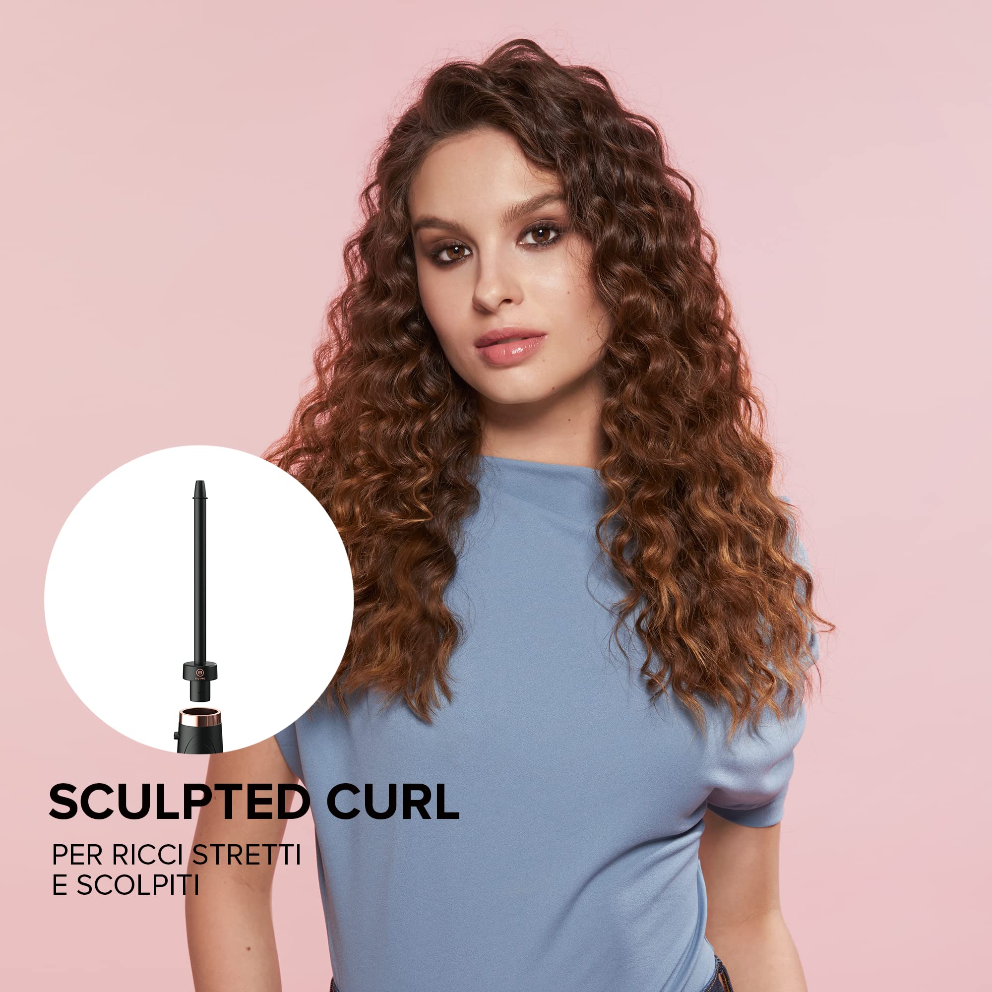 Bellissima Imetec Twist und Style, lokówka do włosów, uchwyt + 4 akcesoria do loków i fal, automatyczna temperatura, szybkie nagrzewanie, powłoka ceramiczna, możliwość regulacji w zakresie 90 stopni, pomysł na prezent