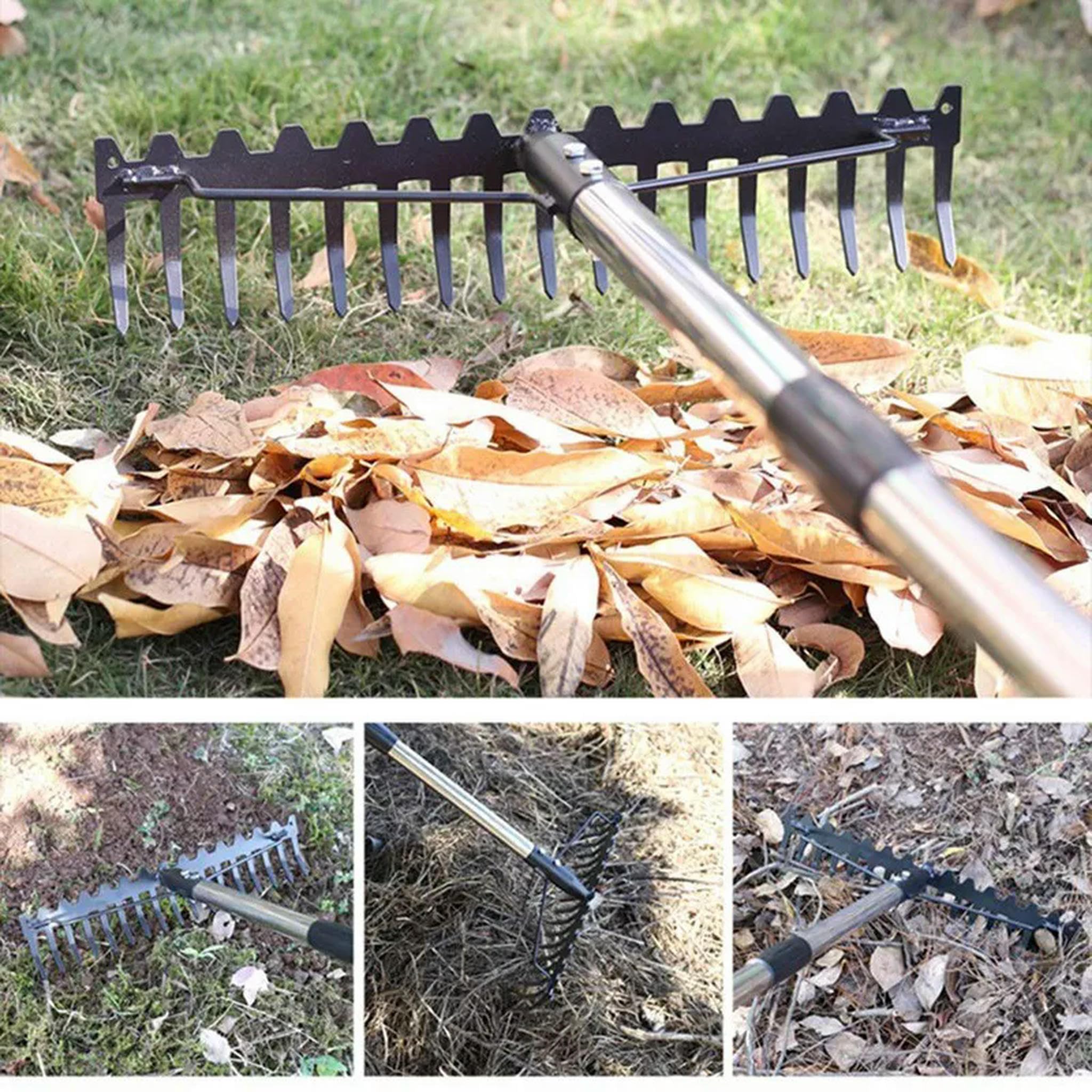 Rastrello ad Arco, rastrello da Giardino per impieghi gravosi, 17 Denti in Acciaio, rastrello in Metallo per 5650-default