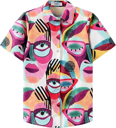 KYKU Womens Button Down Hawaiian Shirt Casual Fashion Shirts Summer Blouses