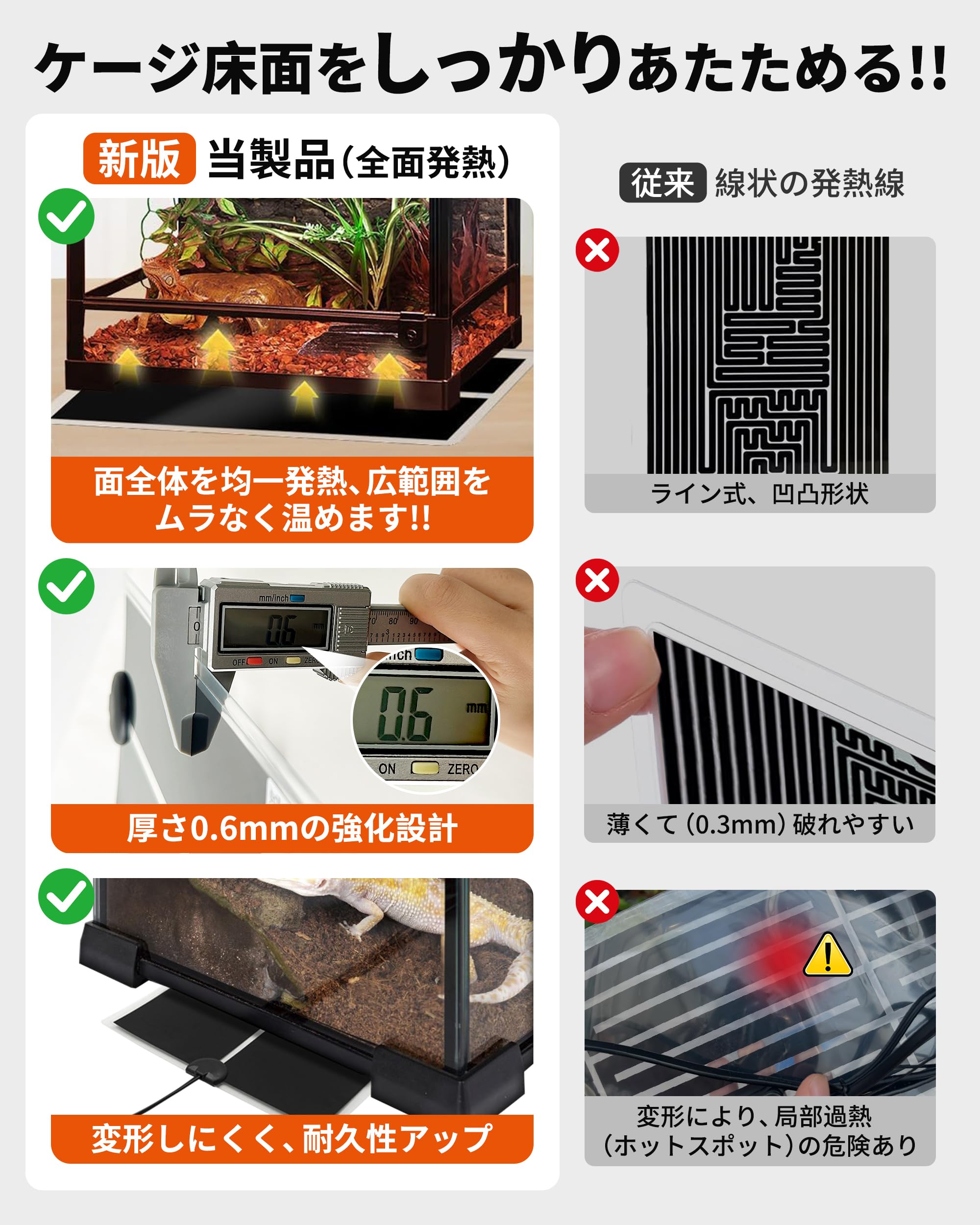 Amazon.co.jp: GOKEI 爬虫類用ヒーター 両生類 3段階温度調整 保温 