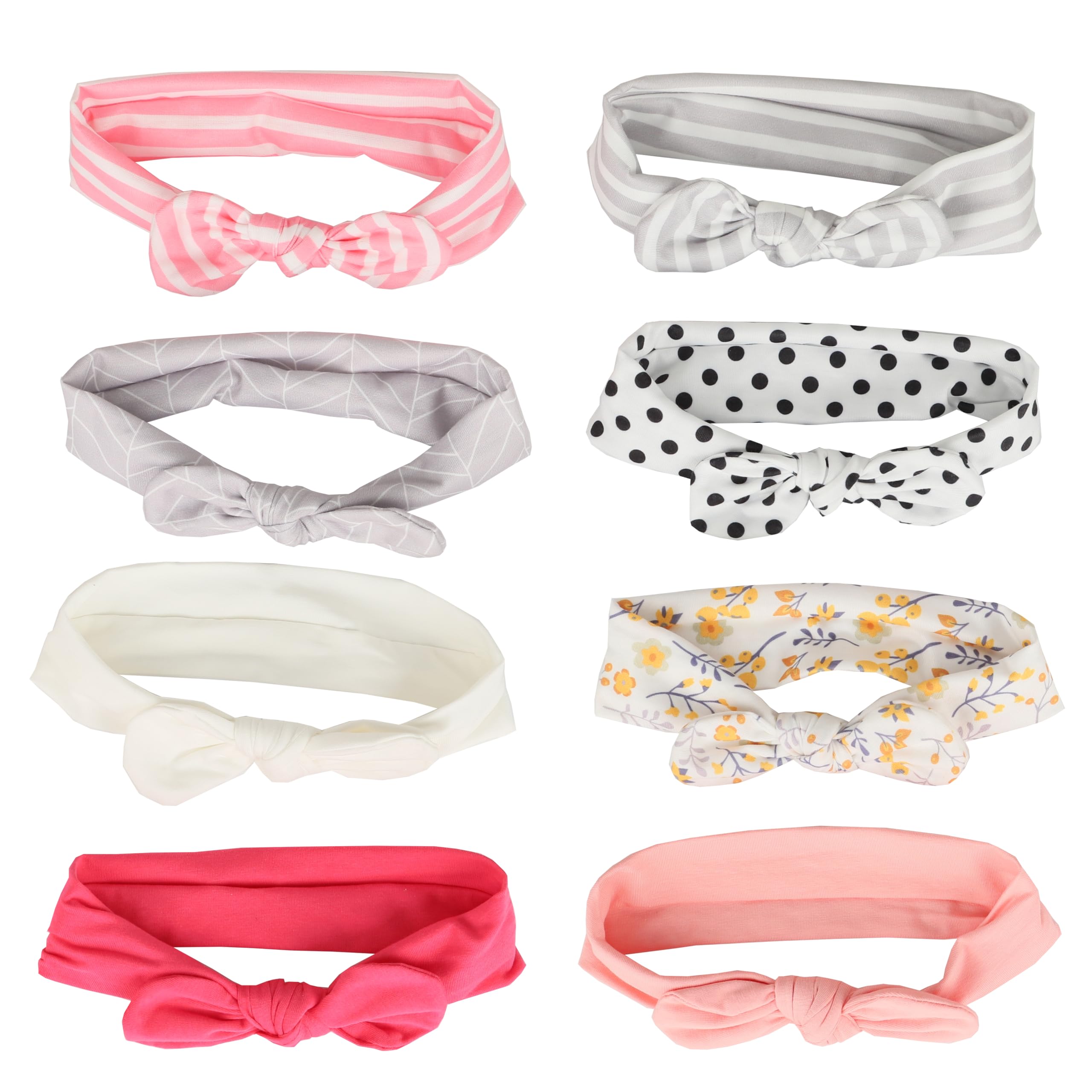 POPYS 4 Piezas Lazos Pelo Niña - Turbante Bebé Algodón - Diadema (4 Multicolor + 4 Rosados)