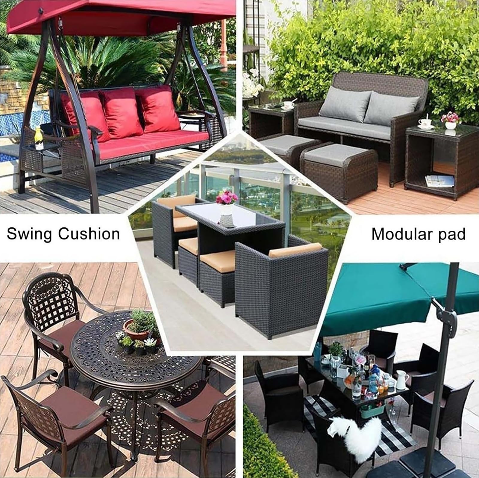 Cuscino per dondolo da portico, imbottito, per interni ed esterni, per panca da 1, 2 o 3 posti, di ricambio, per mobili da giardino, rettangolare, 35 x 120 cm, colore: nero