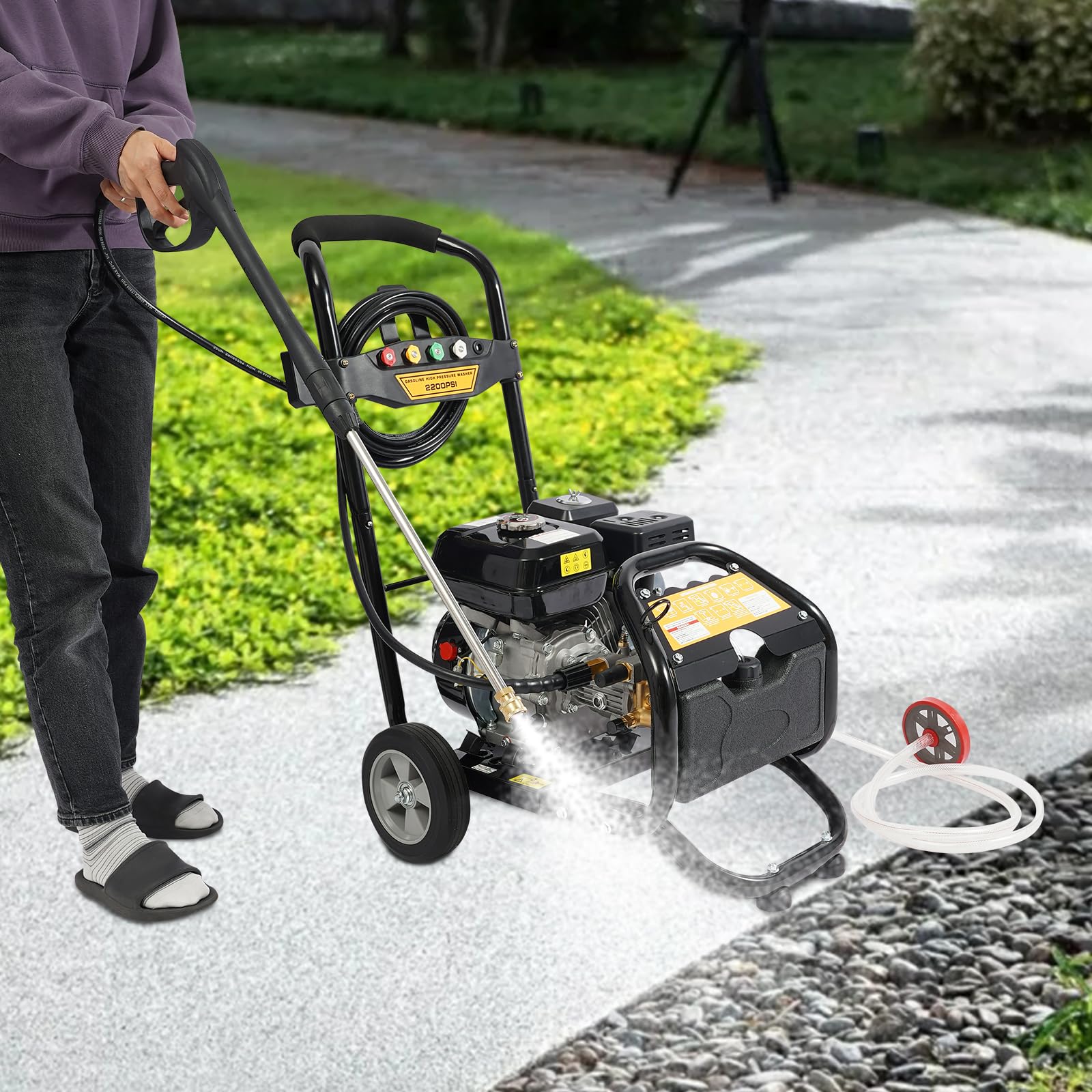 Amazon | LGXSHOP ガソリン高圧洗浄機 2600PSI 7HP ガス式高圧洗浄機