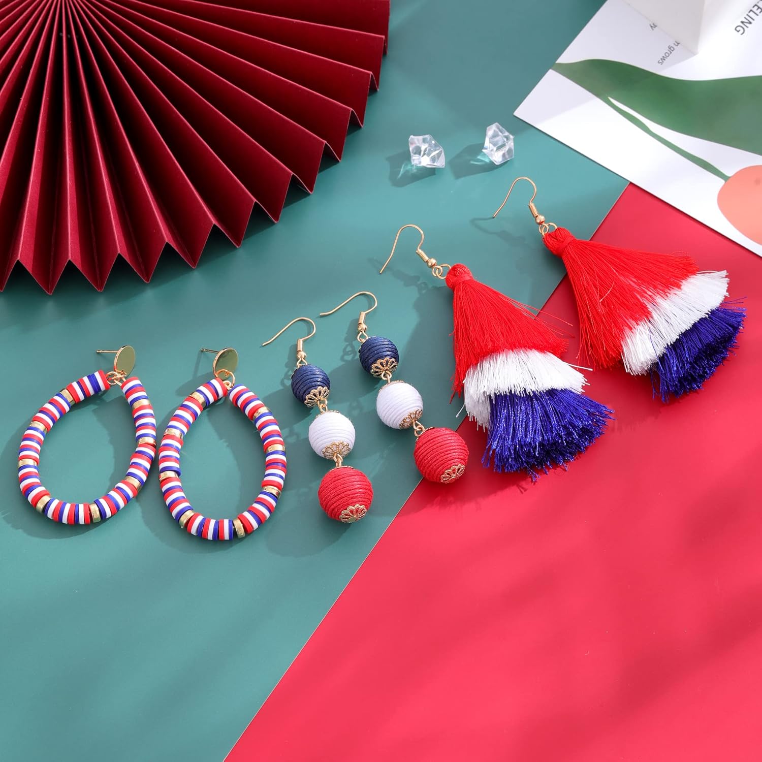 15 Pairs 4th of July Stud Earrings Set for Teens Girls Women Cute American Flag Star Earrings Patriotic Drop Dangle Earrings for Teen Hypoallergenic Independence Day Earrings Jewelry Accessories Gifts - Image 6