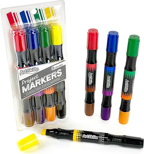 ArtSkills Marcadores de póster grandes de doble extremo, 8 colores clásicos, 4 unidades PA-4602 estándar
