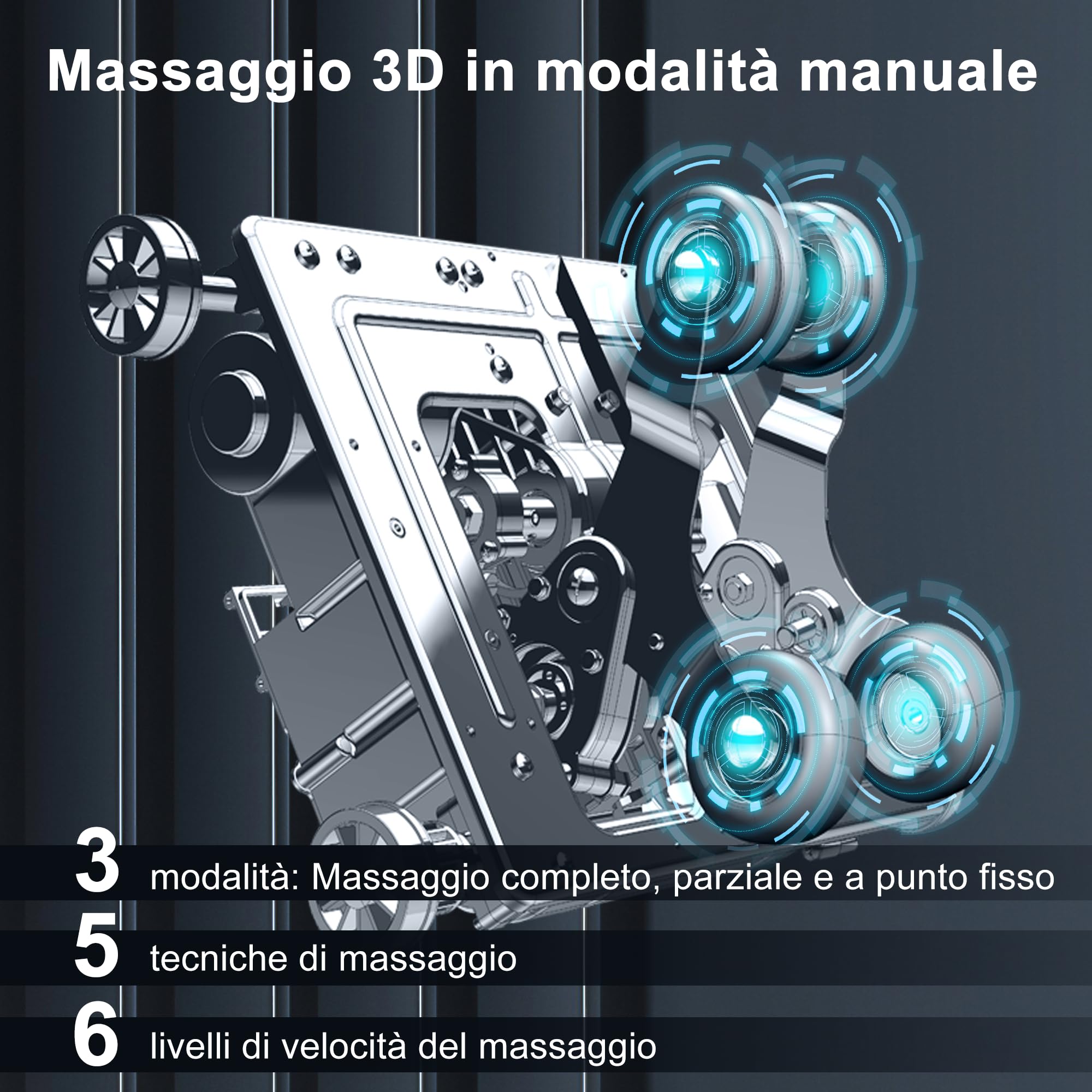 ROTAI ARONT Poltrona massaggiante 3D+ - 12 programmi professionali di massaggio e pressoterapia - Termoterapia - Tecnologia Gravità e Spazio Zero Suono 3D Bluetooth
