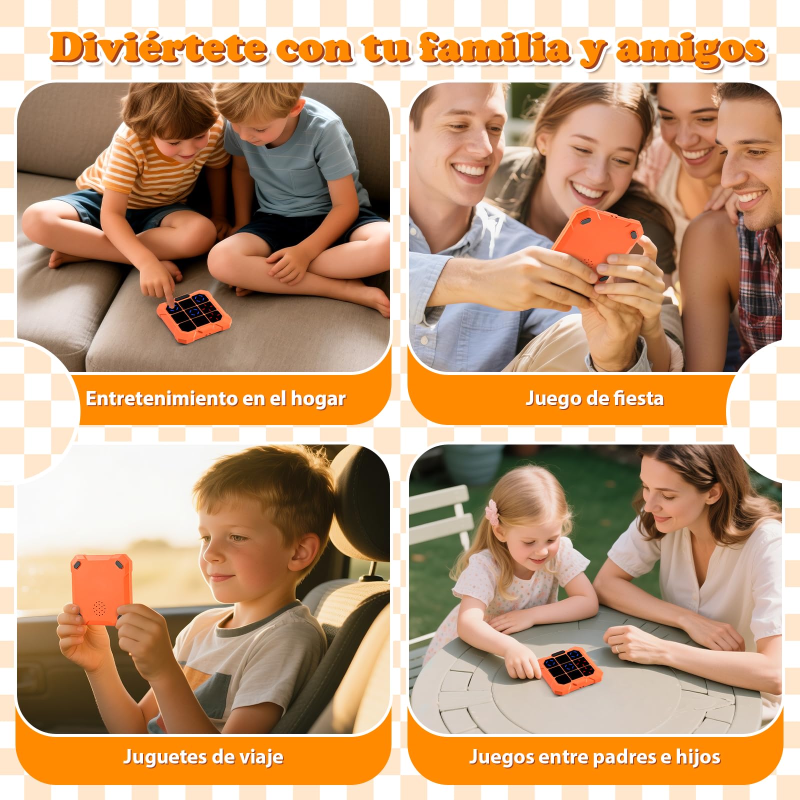 BlueSwan Tres en Raya Electrónico 6 en 1, Tic‑Tac‑Toe Juegos de Viaje, Consola de Bolsillo con Modo Silencioso y Batería Recargable, Desarrolla Lógica y Memoria, Regalo Ideal para Niños y Adultos (3+)