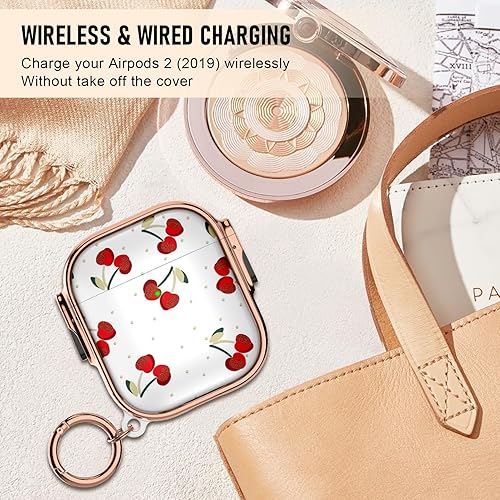 Miniatura 6 de Funda para Apple Airpods de 2 generación, suave a prueba de golpes, linda funda para niñas y mujeres con llavero para Airpods de 21 con cerradura,