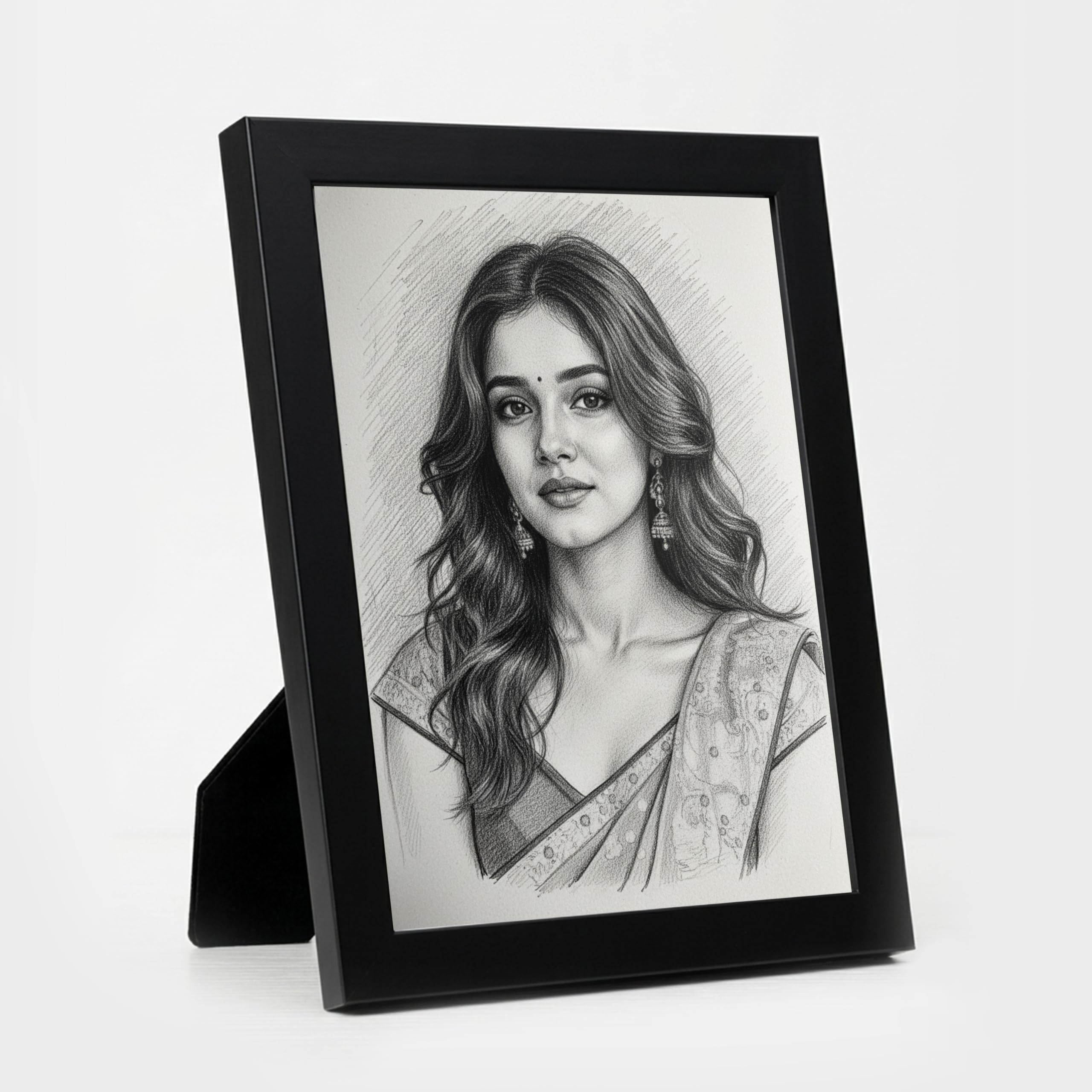 Customized Pencil Sketch Photo Frame 4x6 Inch | Black 1 Inch Frame | Table Top Photo Frame | Waterproof Sparkle Lamination | Personalized Gift for Couple, Family, Birthday-picture-37