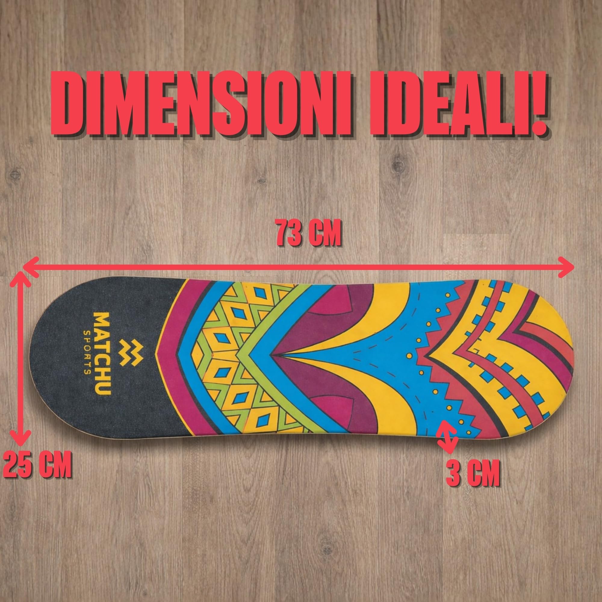 MATCHU - Balance Board - Trickboard - 100% legno - Allenatore da surf - Rullo da surf incluso - Board Sport - Allenamento atletico - Tavola da surf - Stabilità - Balance Board