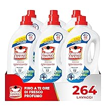 Omino Bianco – Detersivo Lavatrice Igienizzante Liquido, 264 Lavaggi, Igienizza i Capi e Rimuove Germi e Batteri, 1760 ml x 6 Confezioni