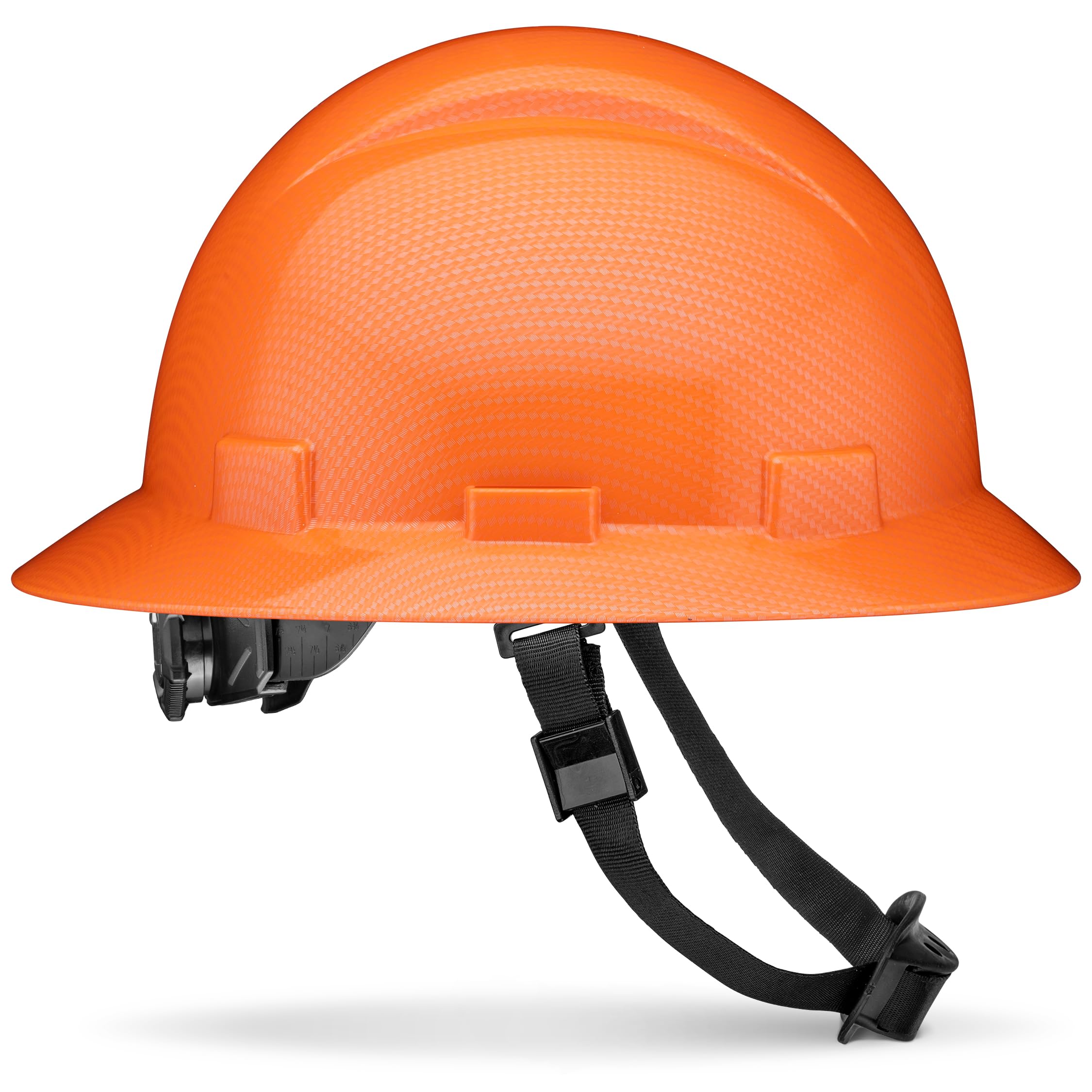 Casque de sécurité OSHA à large bord non ventilé texturé en fibre de carbone avec suspension à 6 points Orange
