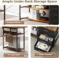 Vista 5 de AODK 61" L Shaped Desk with Drawer, Computer Desk with Power Outlets & LED Lights, Reversible Corner Gaming Desks for Home Office Workstation