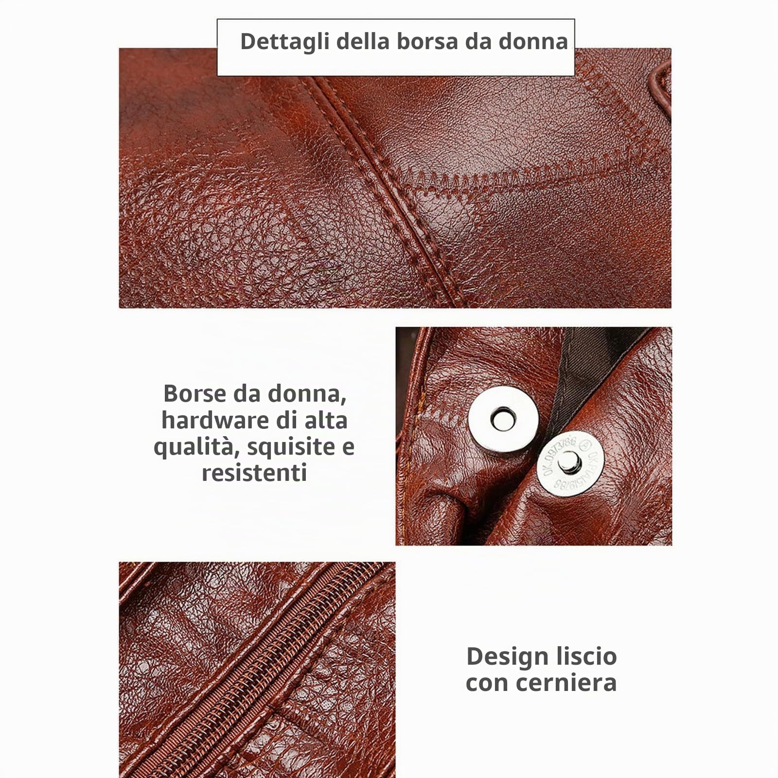 Borsa Donna a Tracolla in Pelle Morbida da - Borsetta Multi -compartimento di Grande capacità per Lo Shopping e Il pendolarismo-Nero