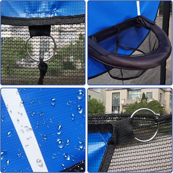 Panier de basket-ball pour trampoline : mini panier de basket-ball avec 3 mini balles de basket, kit d'accessoires de trampoline, panier de basket pour trampoline pour enfants, adultes - 4