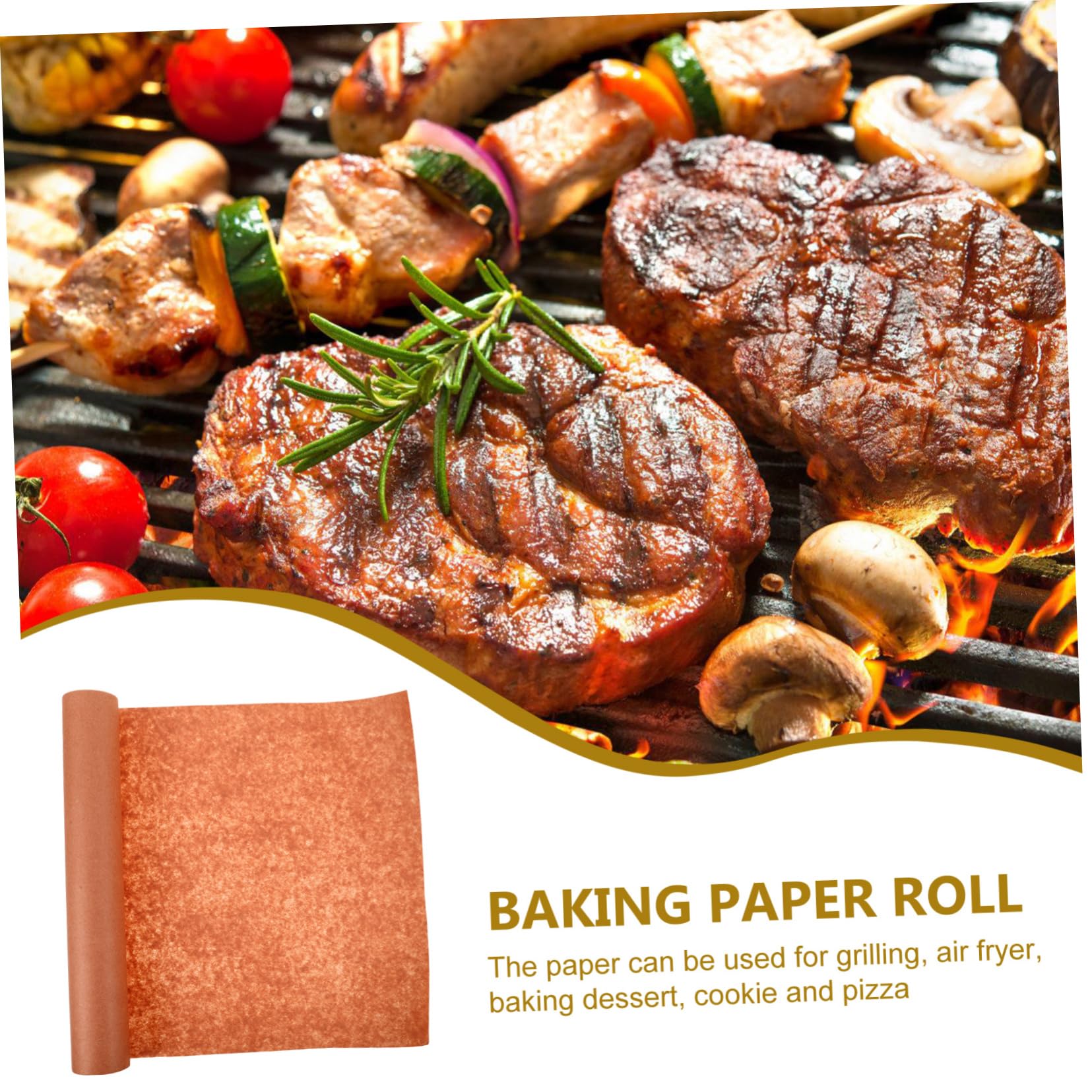 OUNONA Rouleau de Papier Boucher Marron pour Barbecue et Cuisson, Papier Sûr et Pratique à Utiliser, pour Friteuse à Air et Emballage de Viande