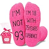 HAPPYPOP 91-100 Birthday Socks for Women - Birthday Gifts for Old Lady in Dark Pink