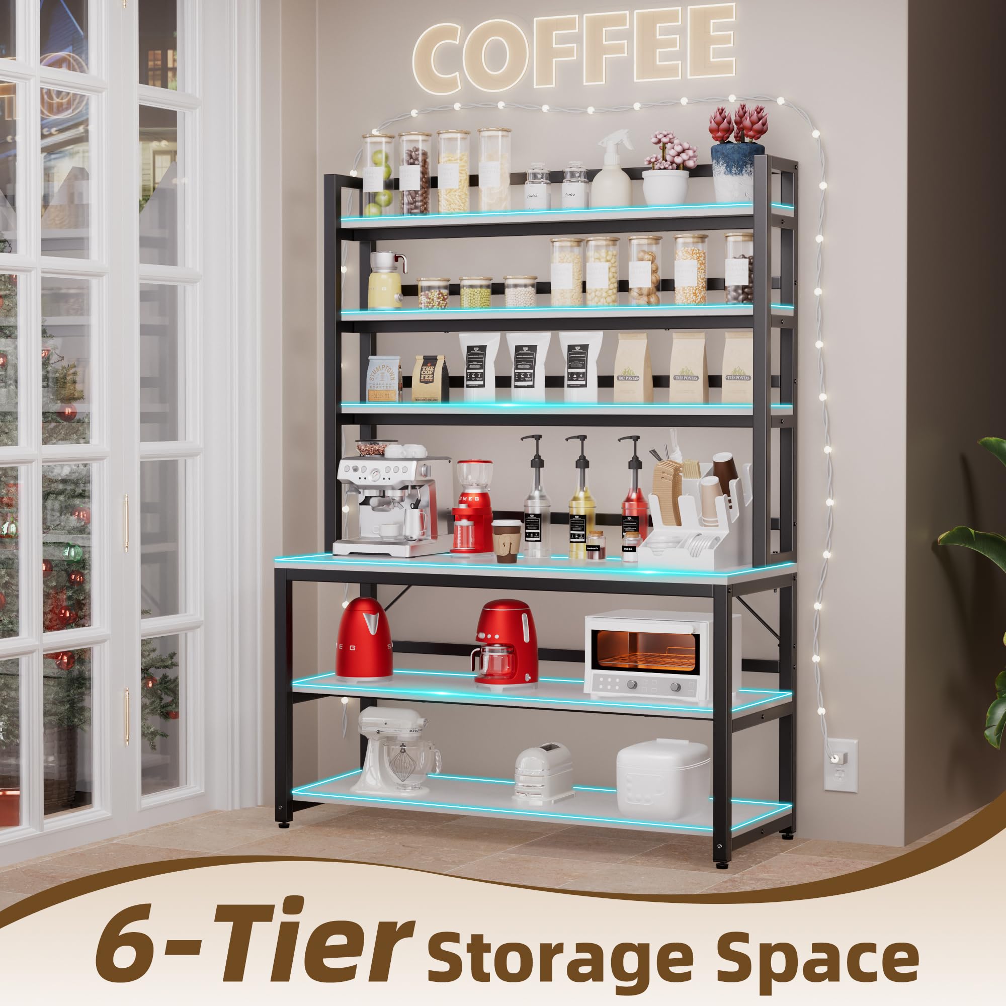 Amazon.co.jp: ホワイト パン屋 ラック キッチン用 収納 6段 キッチン