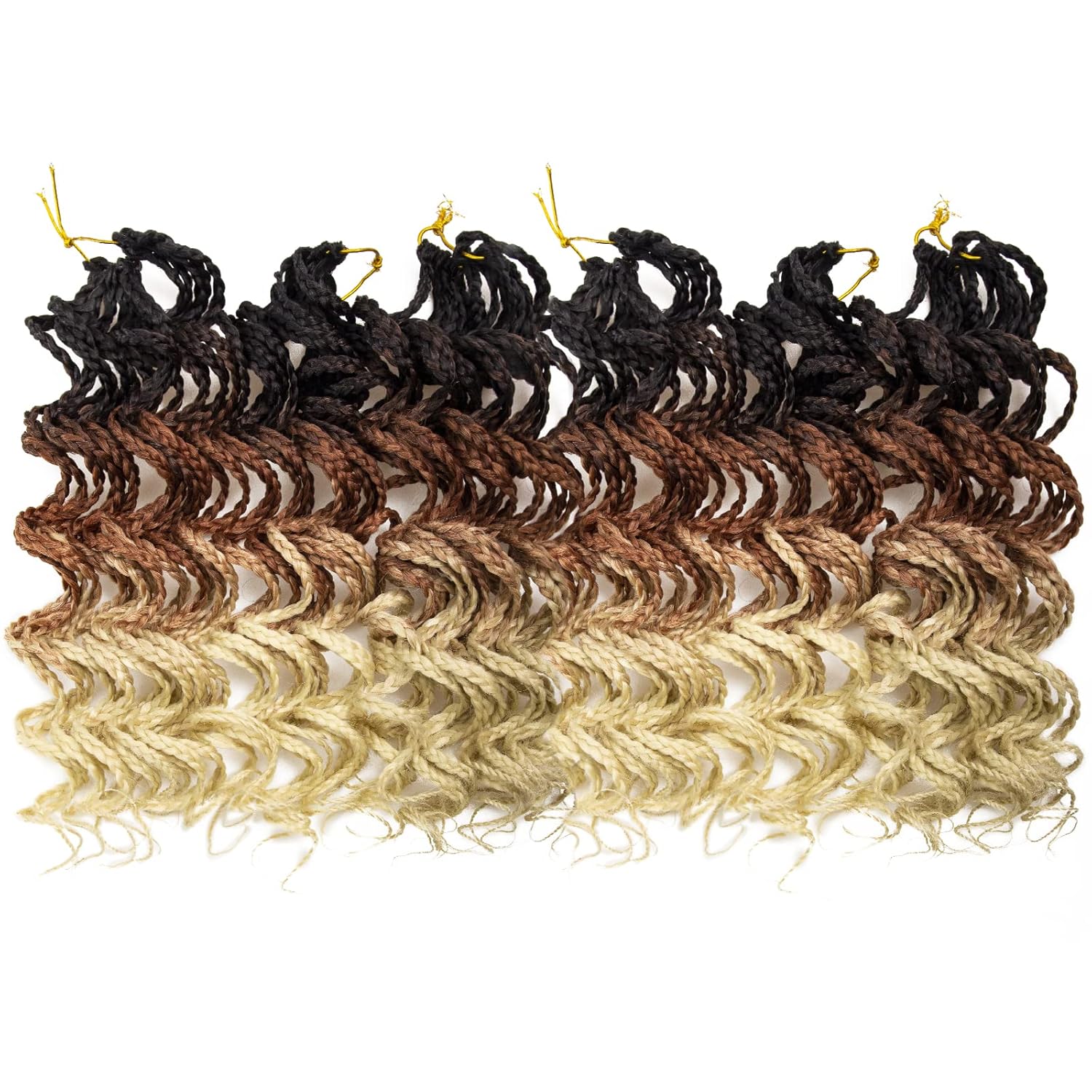 Goddess Curly Box Braids Crochet Braids Hair 3S Wavy Box Braided hair Extension Synthetic Fiber Braiding Hair (18inch, 1B/30/613)