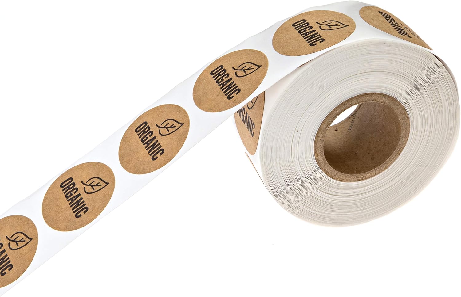 Organic Made Stickers / 1" Inch Round Natural Kraft Organic Stickers/Organic Labels 500 Labels per roll (Pack of 2)