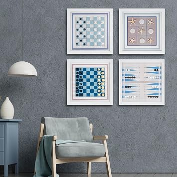 Magnetic Canvas Game Set. Chess/Checkers/Backgammon/TIC TAC Toe. Decrotive Game Sets use an mounting System That Gives Easy Access to Them. (Beach)