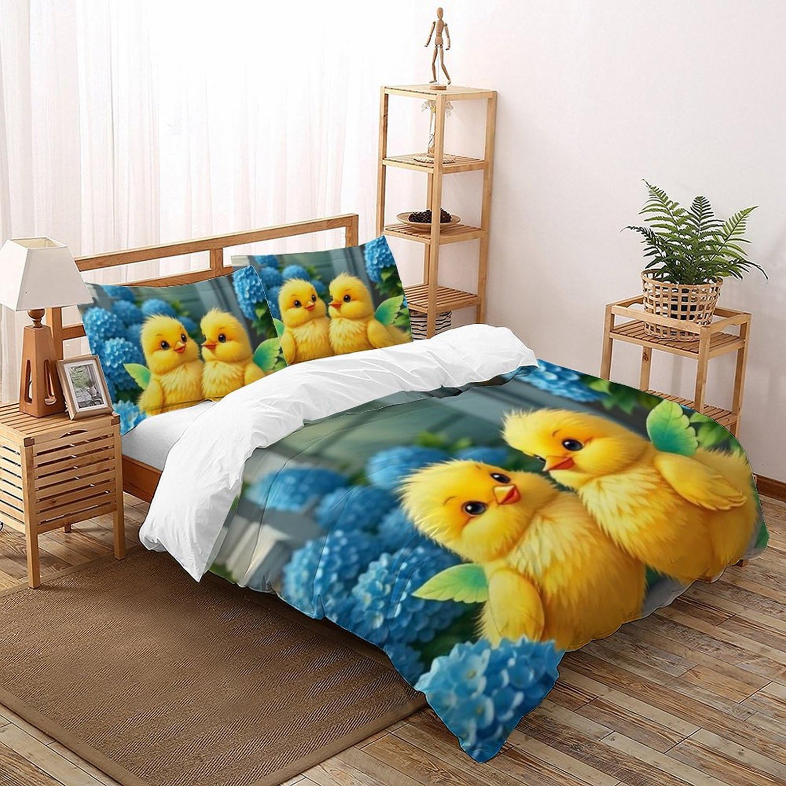 Poulet Jaune housse de couette imprimé 3D animaux pour lit king size enfant