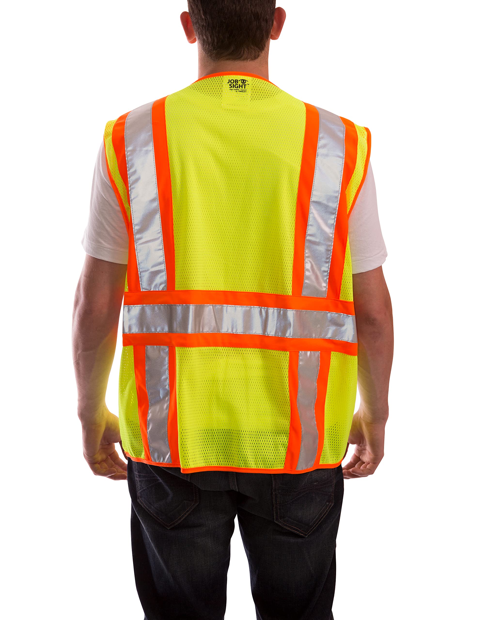 Tingley Job Sight V73852 High Visibility Class 2 Two-Tone Surveyor Vest, S-M, Fluorescent Yellow-Green