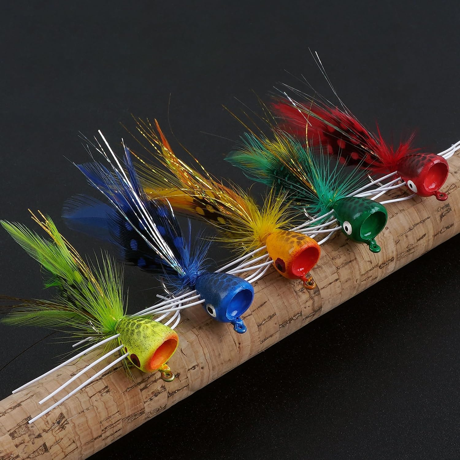 Fly Fishing Poppers Flies, 15PCS Fly Popper Lures Bass Bluegill Crappie Trout Salmon Panfish Perch Popper Flies Kit for Fly Fishing