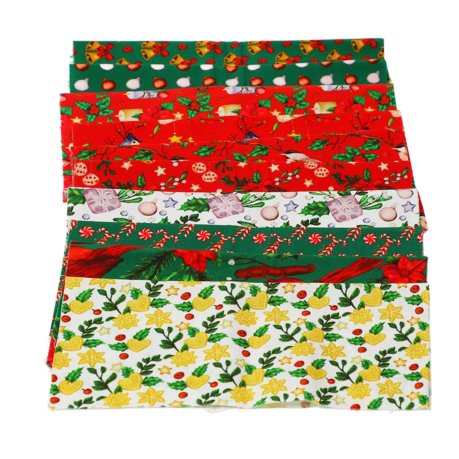 10 pezzi di tessuto natalizio scampoli di grasso, tessuto di cotone trapuntato quadrati di tessuto natalizio scampoli di grasso fasci di tessuto tessuto pretagliato per cucito (50x50cm / 19.7x19.7in)