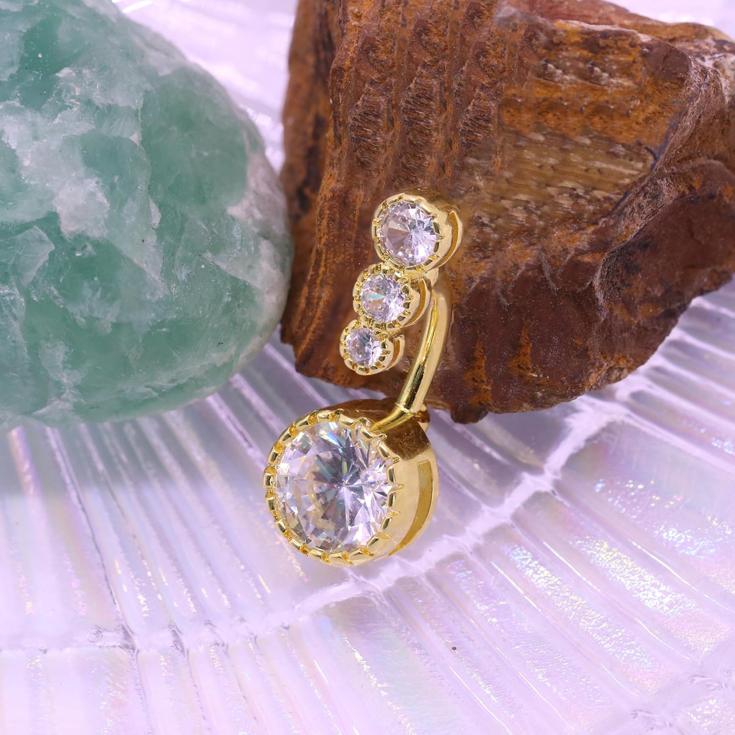 VERAMI 14G 925 Sterling Silver Belly Button Rings For Women 12mm Bar Navel Ring Round Cubic Zirconia Belly Rings Clear CZ Navel Rings Piercing - Image 3