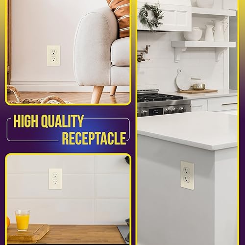 Miniatura 63 de ENERLITES Toma de corriente dúplex, tomas de pared eléctricas resistentes a manipulaciones, grado residencial, 3 cables, conexión a tierra, 2 polos