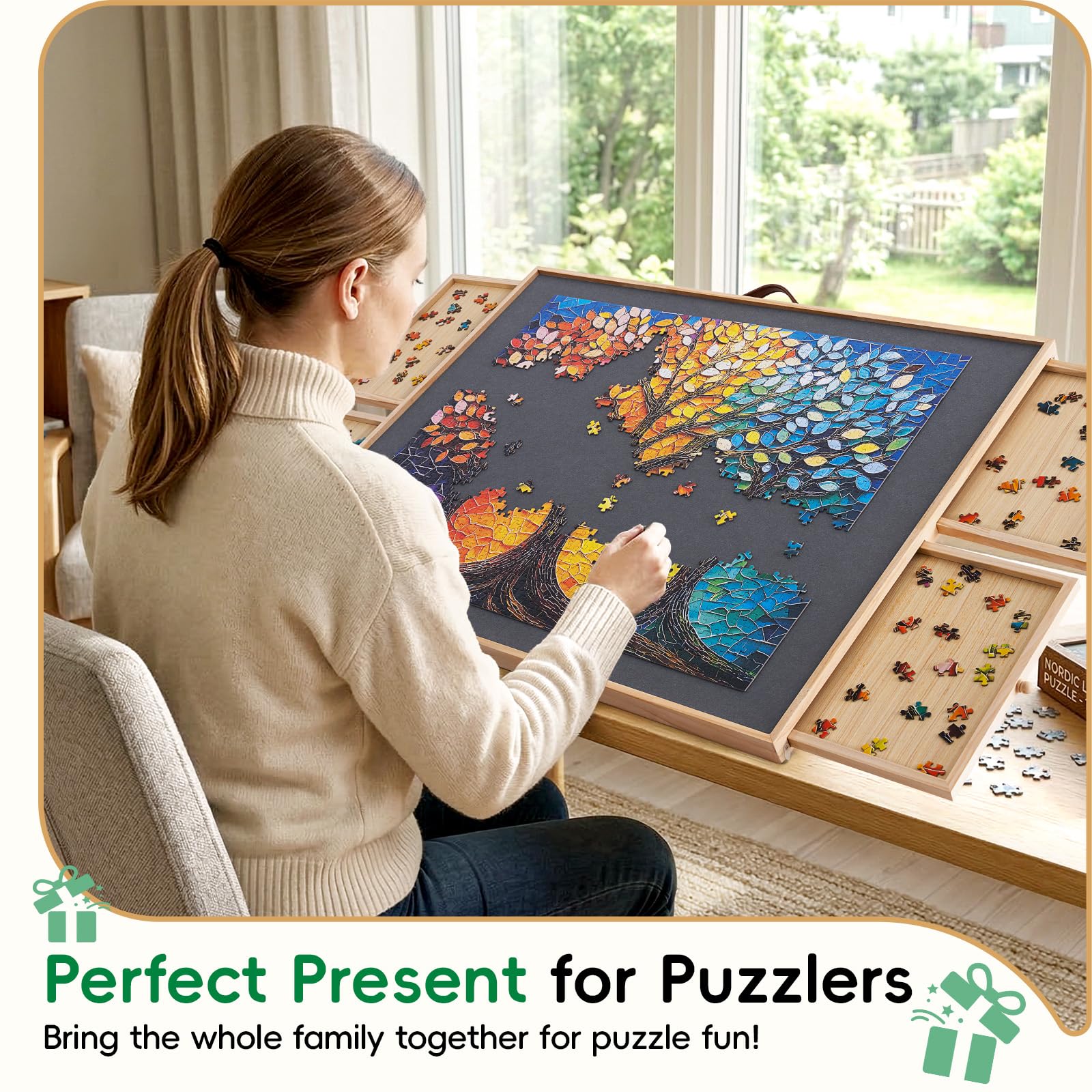 TEAKMAMA Planche de puzzle 2 en 1 inclinable et rotative 1000 pièces